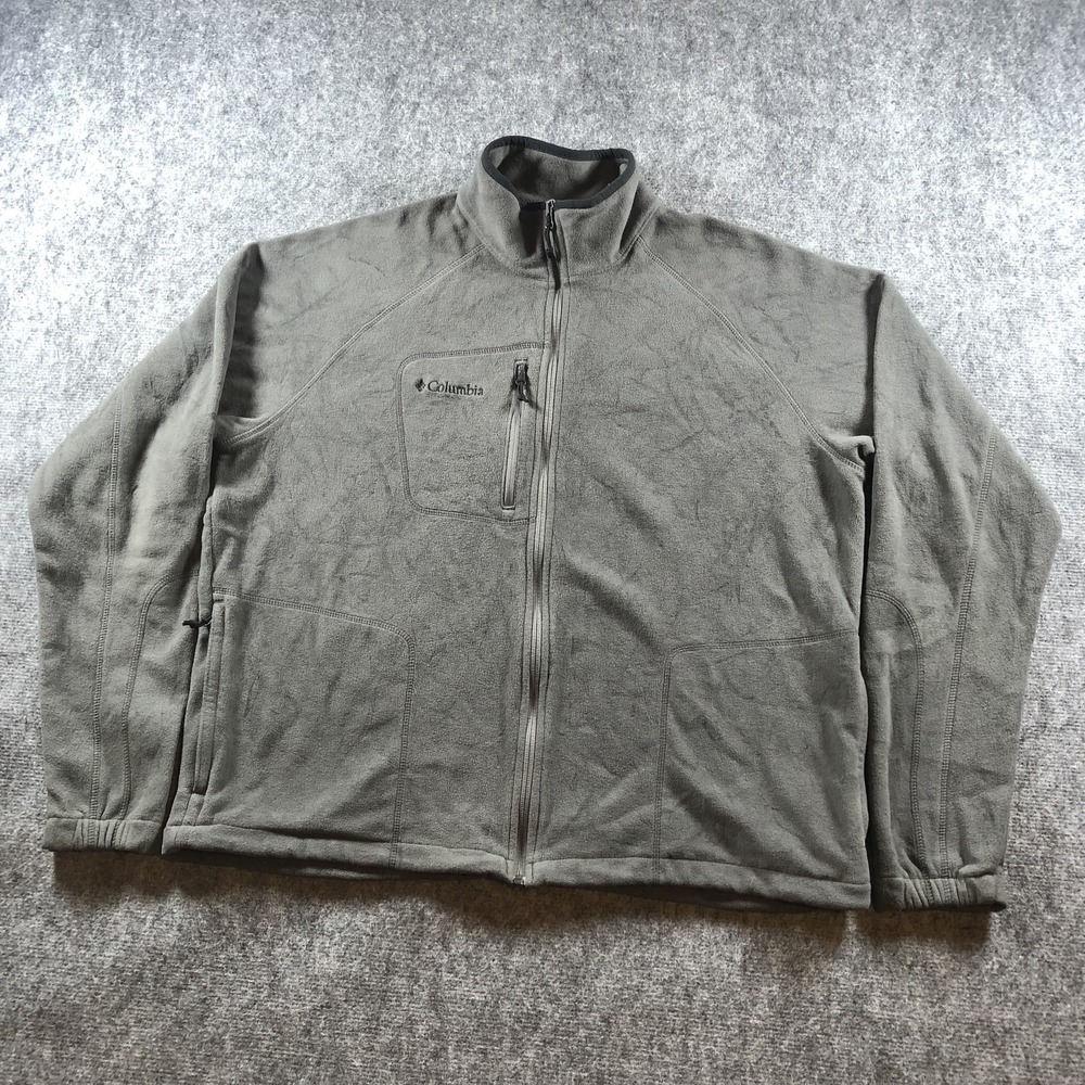 Columbia‎ Jacket Mens XL Gray Full Zip Fleece Outdoors Hiking Lightweight Layer